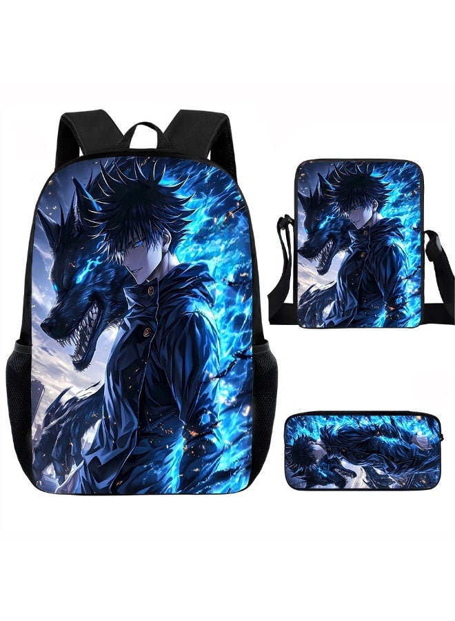 Jujutsu Kaisen backpack pencil case satchel three-piece suit men and women leisure sports travel backpack student school backpack - Image 1